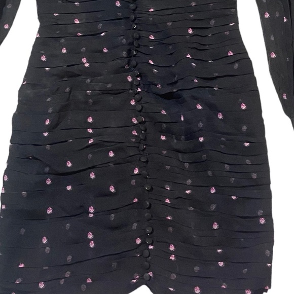 Retrofete Calla Dress Sz S NEW Rose Print Silk Button Front - Picture 4 of 9